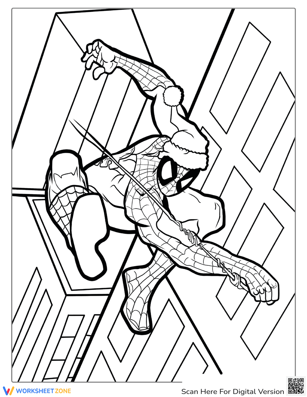 Christmas Spider-Man Coloring Page | Essential K-2 Art - Page 1