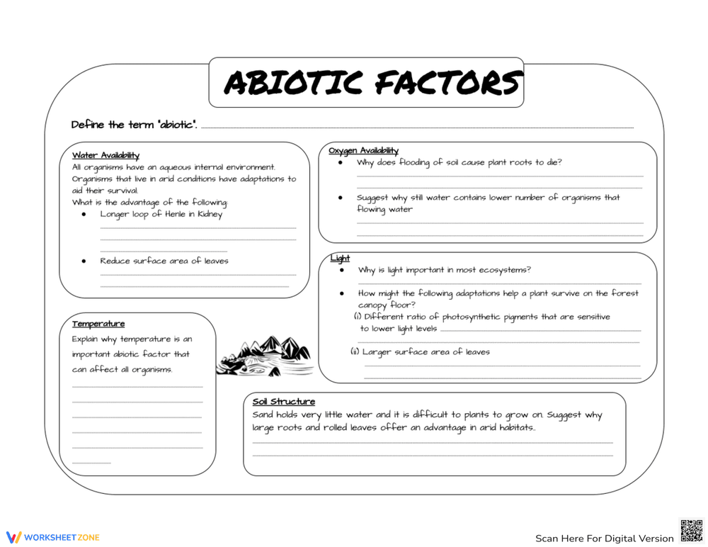Abiotic Factors Practice Worksheet - Page 1