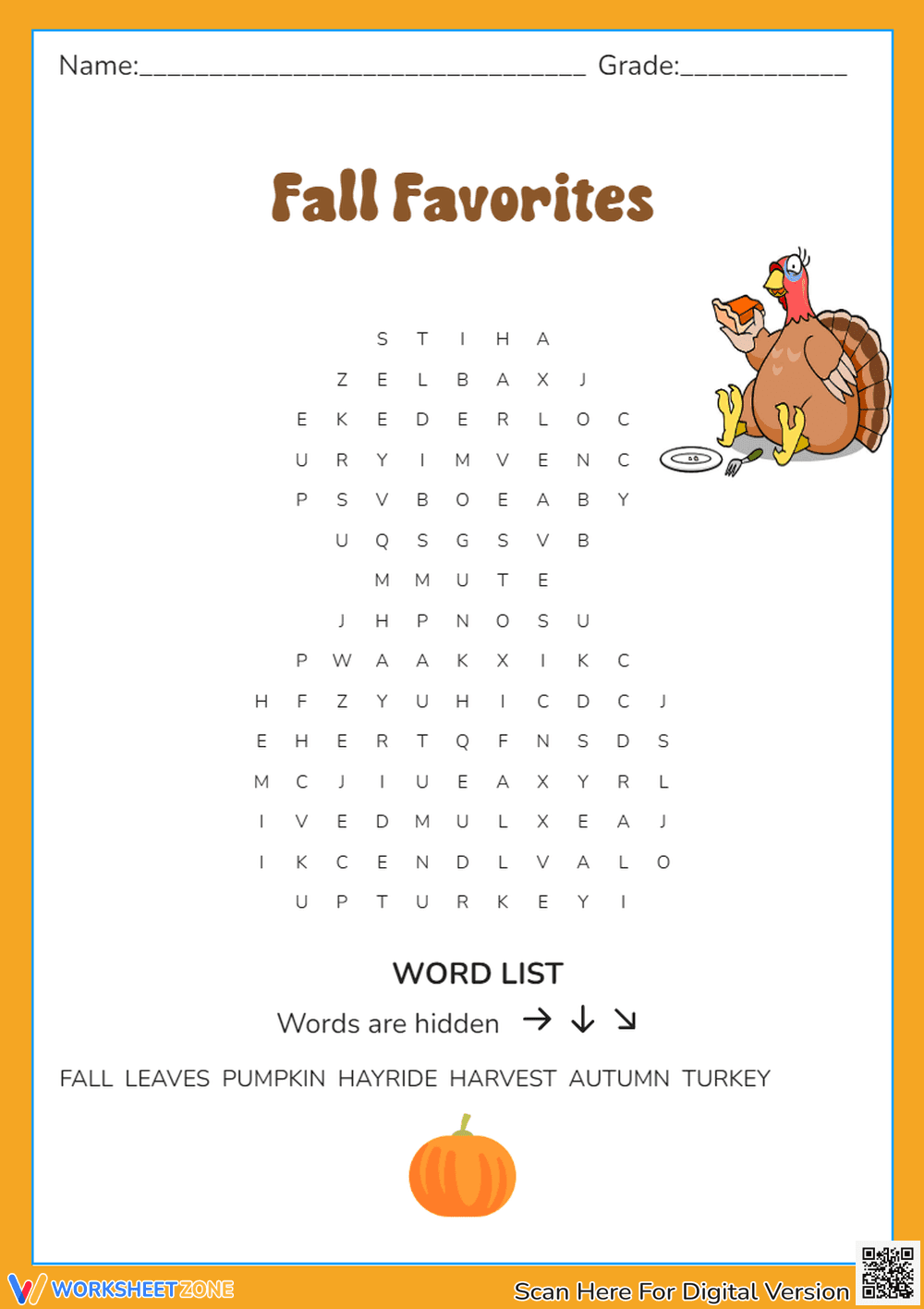 Fall Word Search Printable | Grade 2 ELA - Page 1