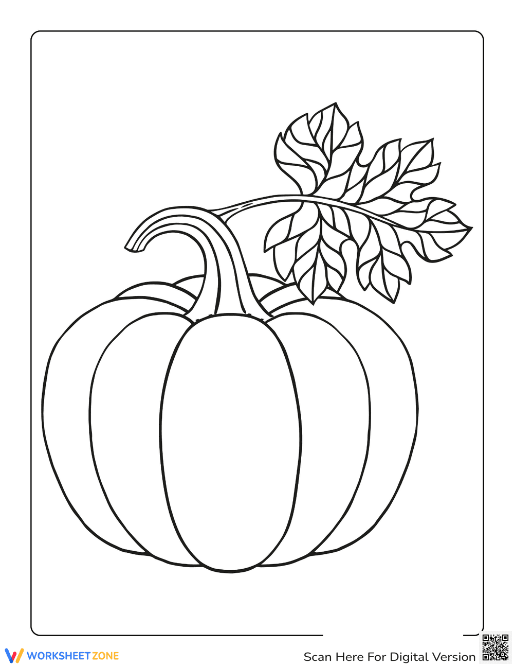 Pumpkin with Leaf Worksheet - Page 1