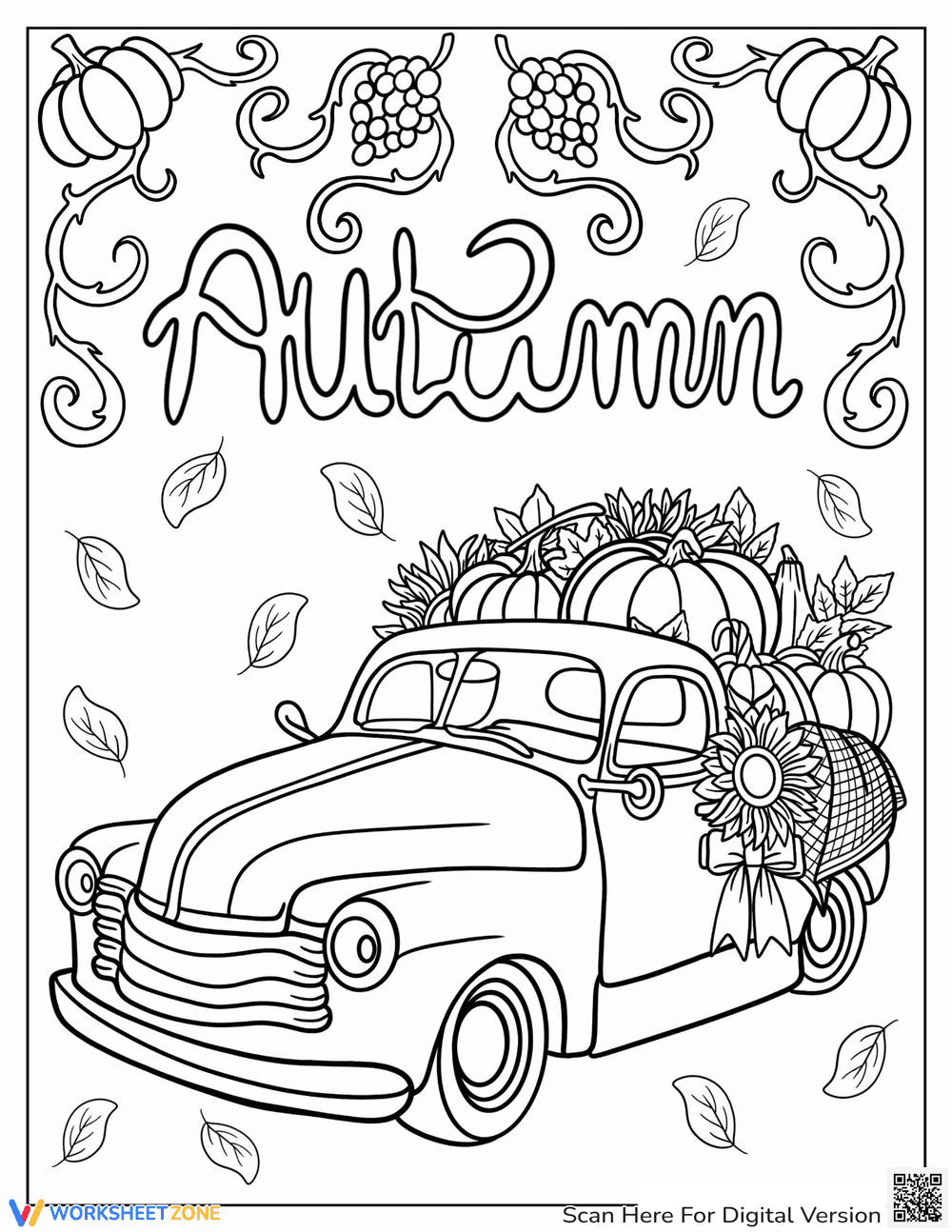 Pumpkin Harvest Coloring Page - Page 1