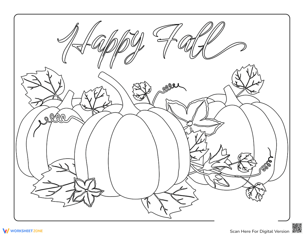 Printable Fall Pumpkin Coloring Page | Grades K-3 - Page 1