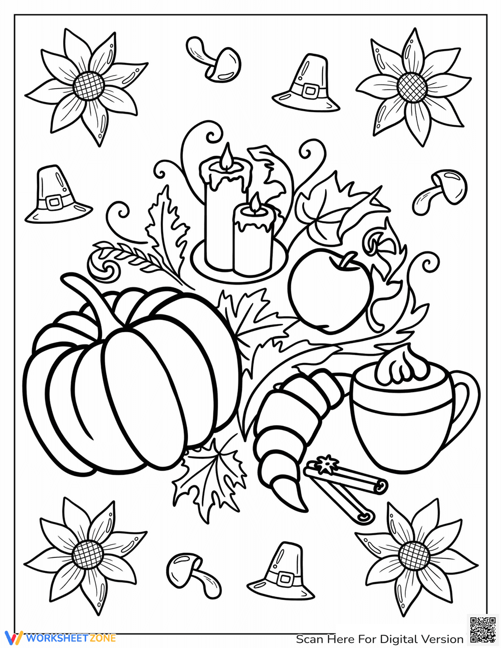 Printable Fall Pumpkin Coloring Page | Grade K-3 Ready - Page 1