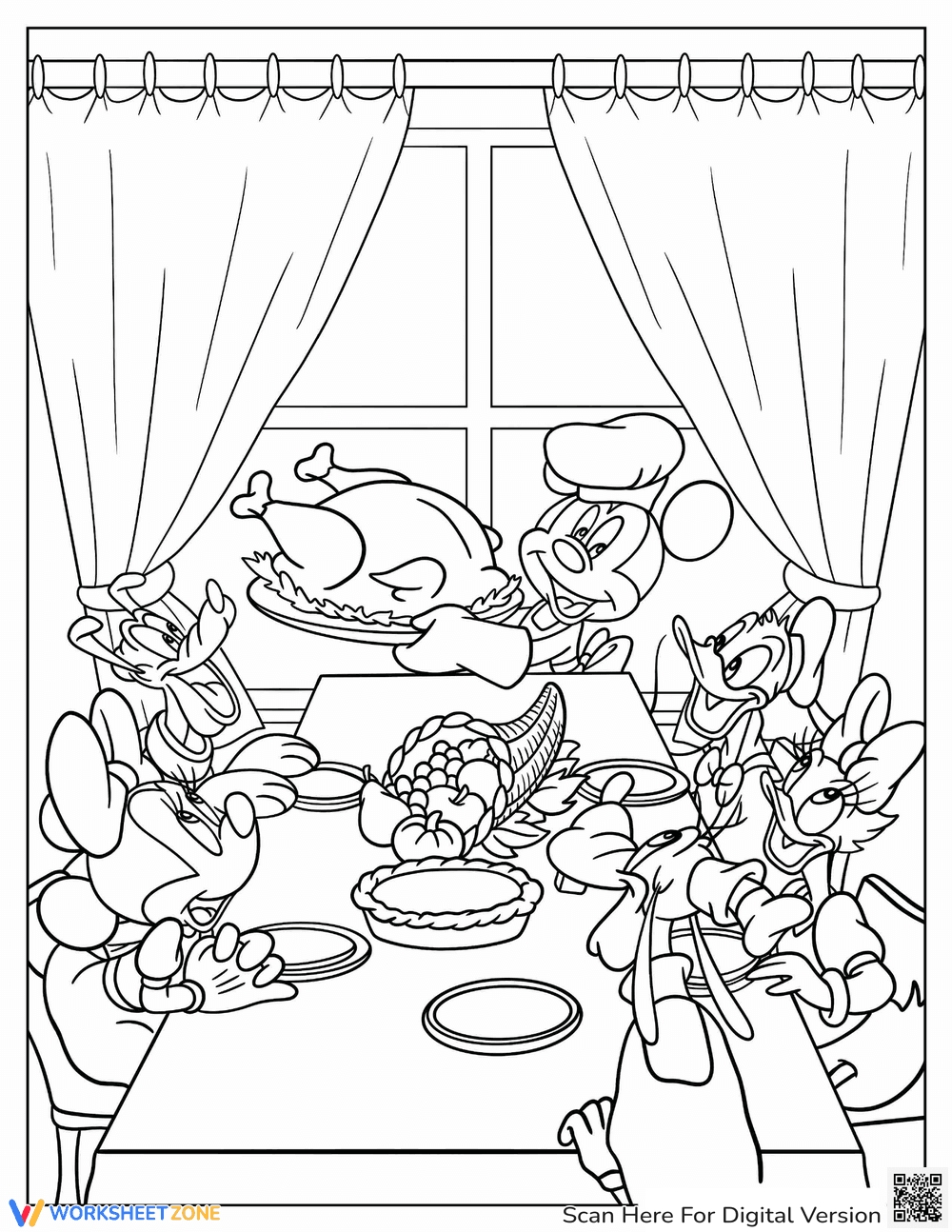 Mickey and Friends Thanksgiving Turkey Worksheet - Page 1