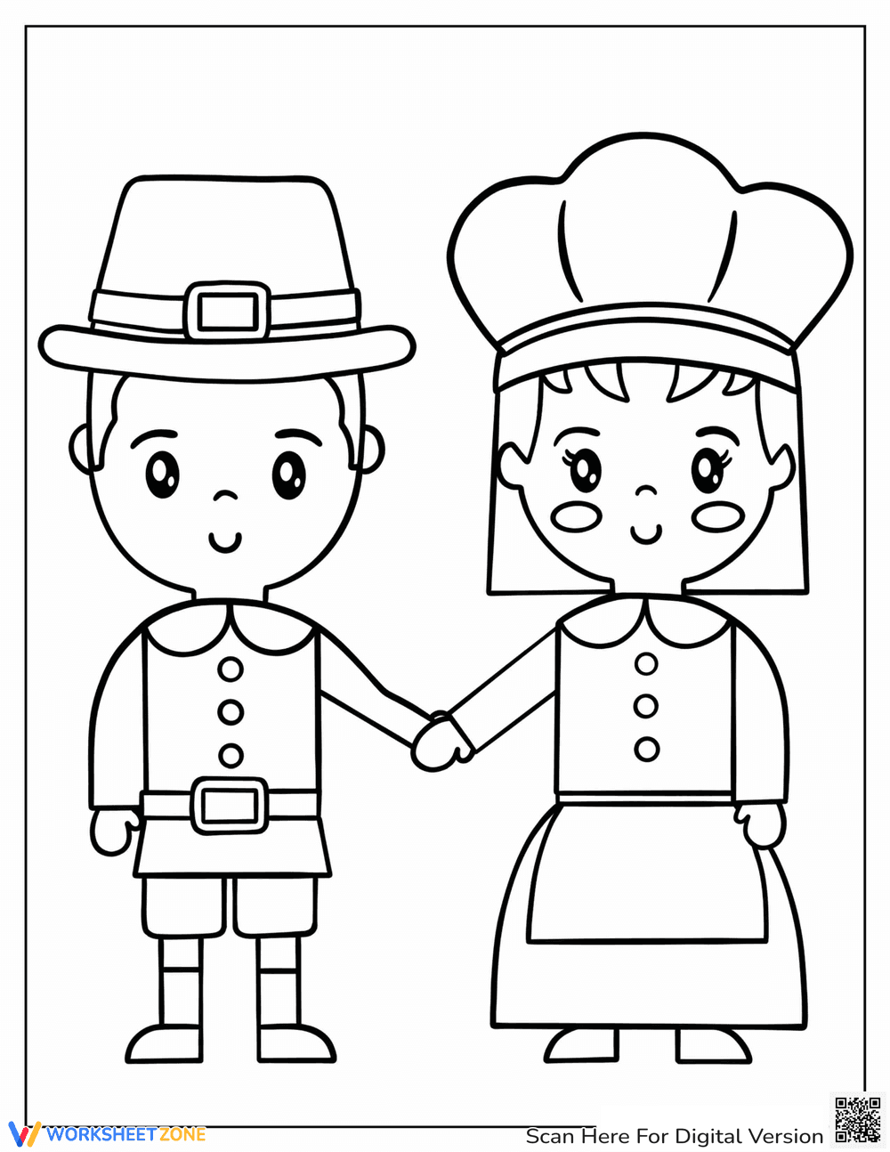 Thanksgiving Costumes Coloring Sheet - Page 1