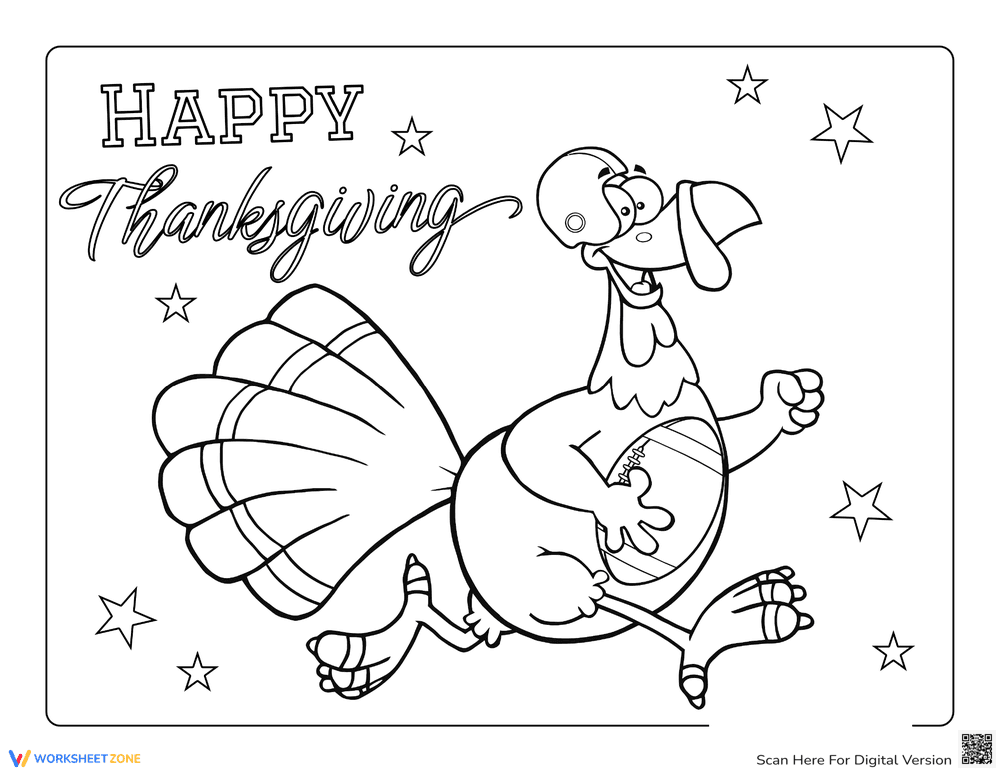 Thanksgiving American Football Coloring Page - Page 1
