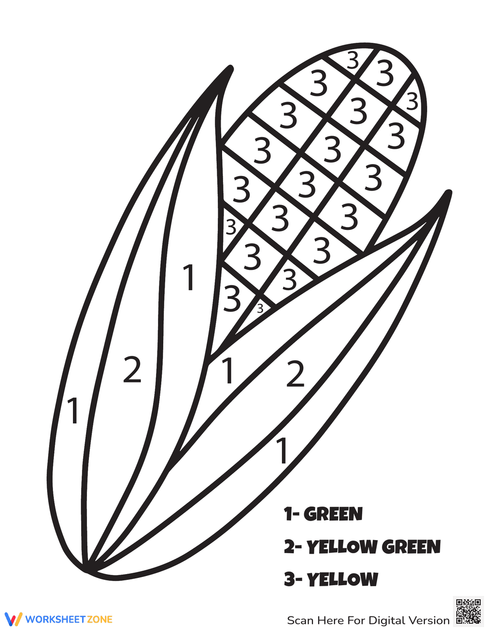 Printable Thanksgiving Color by Number 6 - Page 1