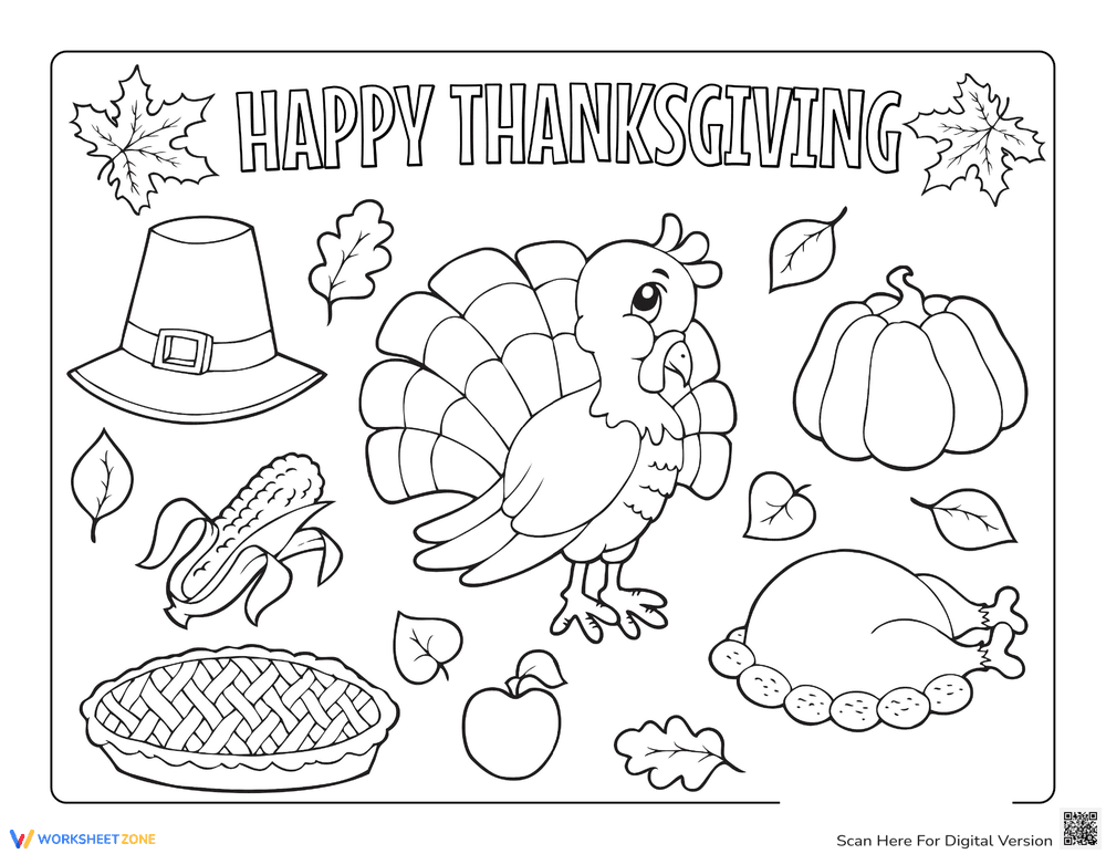 Thanksgiving Picture to Color - Page 1