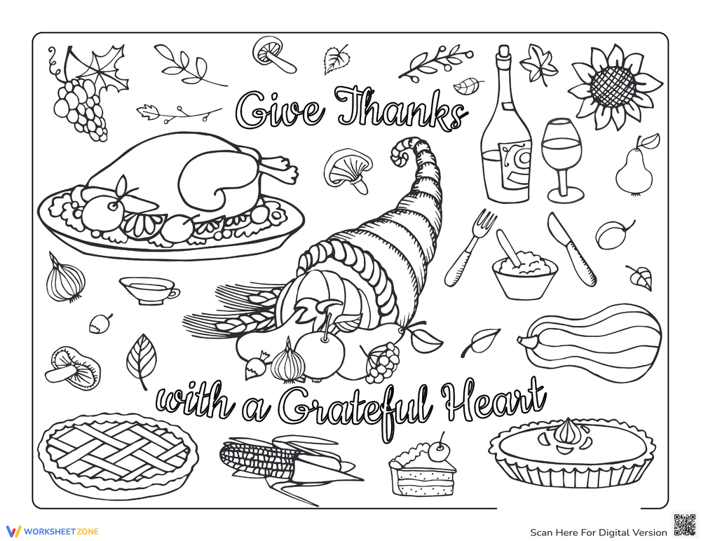 Thanksgiving Coloring Page: Give Thanks - Page 1