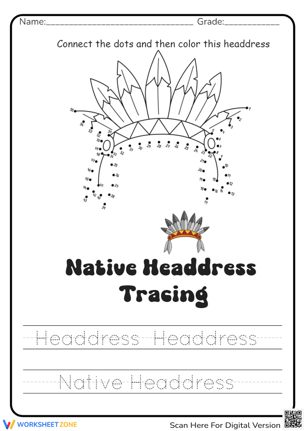 Grade K Counting & Tracing — Printable No-Prep Worksheet - Page 1