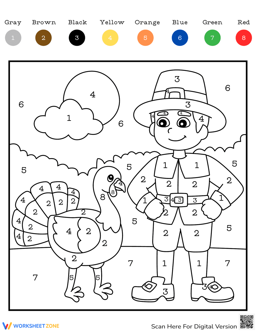 Thanksgiving Color by Number: Festive Art - Page 1