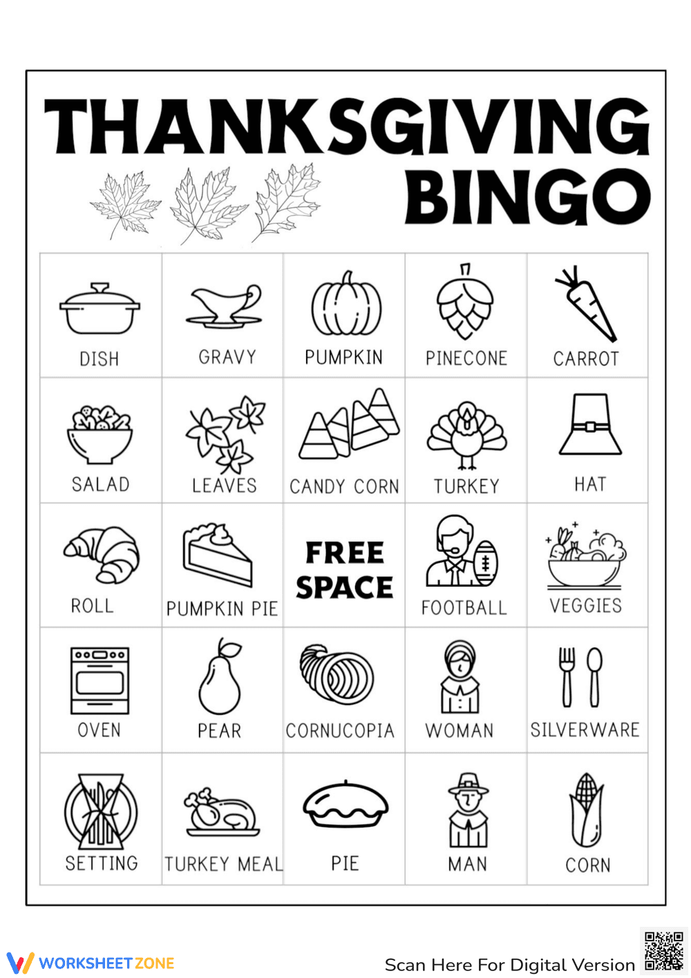 Play Thanksgiving Bingo with this Card - Page 1