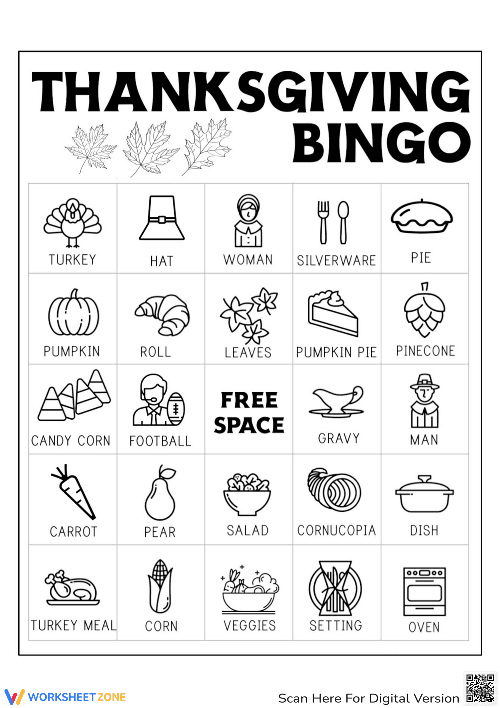 Thanksgiving Bingo Card for Family Fun - Page 1