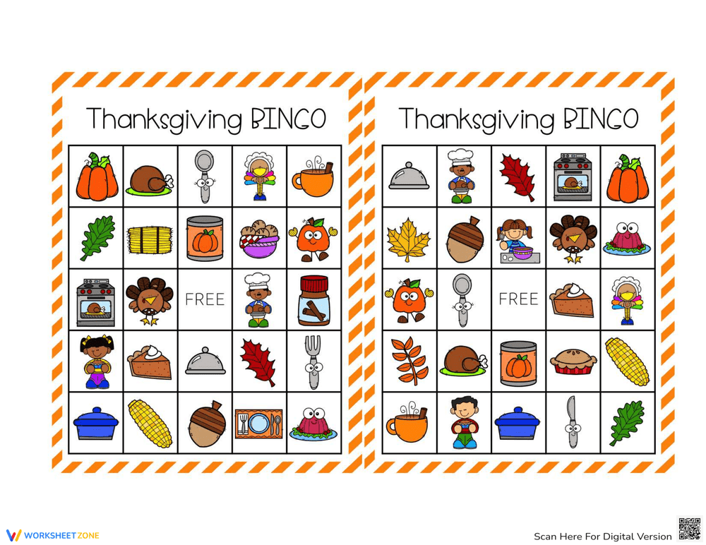 Festive Thanksgiving Bingo Printable - Page 1