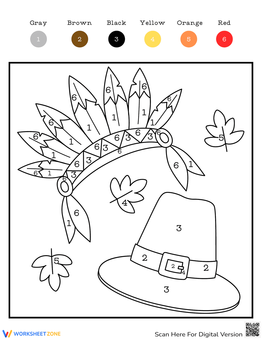 Learn and Enjoy: Thanksgiving Color by Number - Page 1