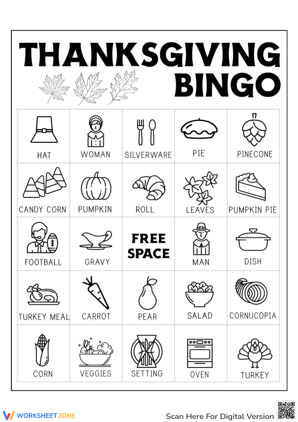 Holiday Thanksgiving Bingo Card Fun - Page 1
