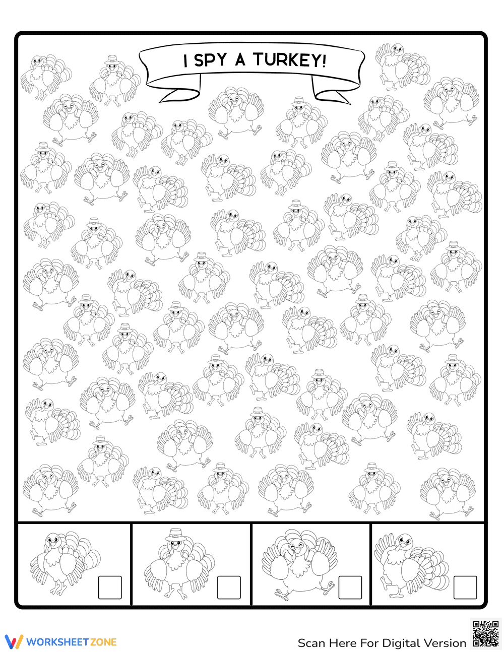Thanksgiving I Spy a Turkey Fun Activity - Page 1