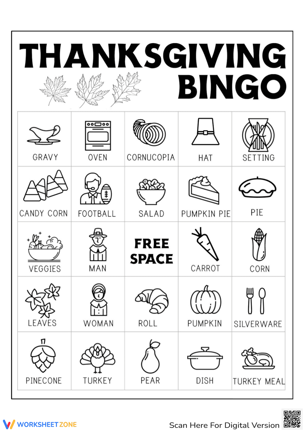 Printable Thanksgiving Bingo Card for Festive Fun - Page 1