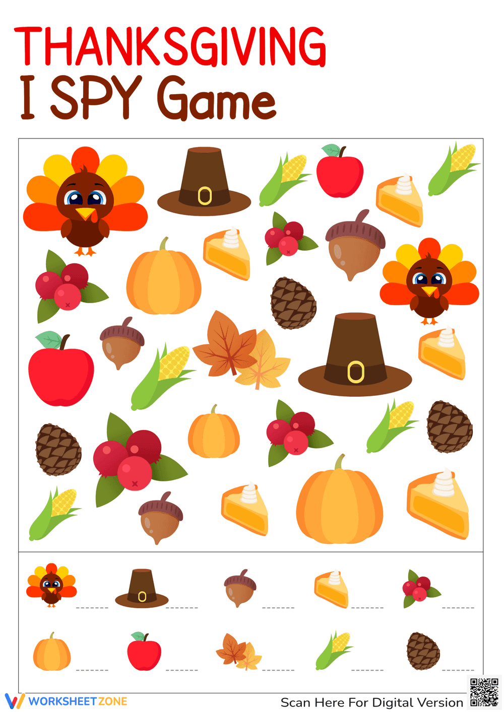 Improve Focus with Thanksgiving I Spy Game - Page 1