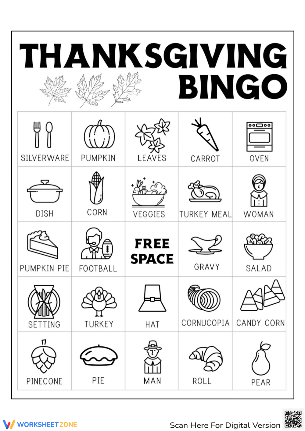 Print a Fun Thanksgiving Bingo Card - Page 1