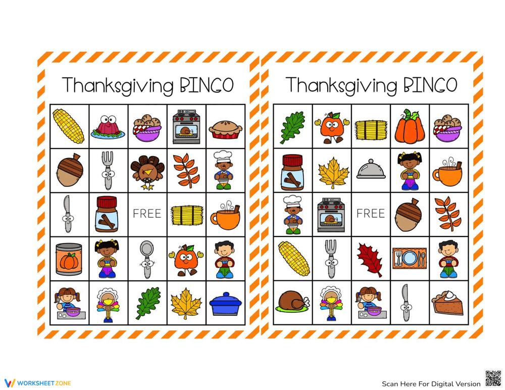 Play Thanksgiving Bingo with this Printable Worksheet - Page 1