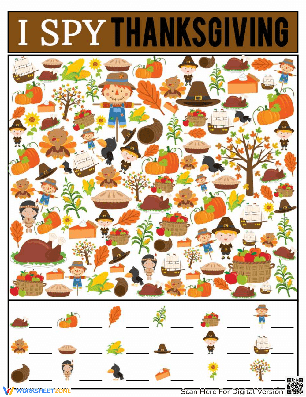 Boost Visual Skills with Thanksgiving I Spy Game - Page 1
