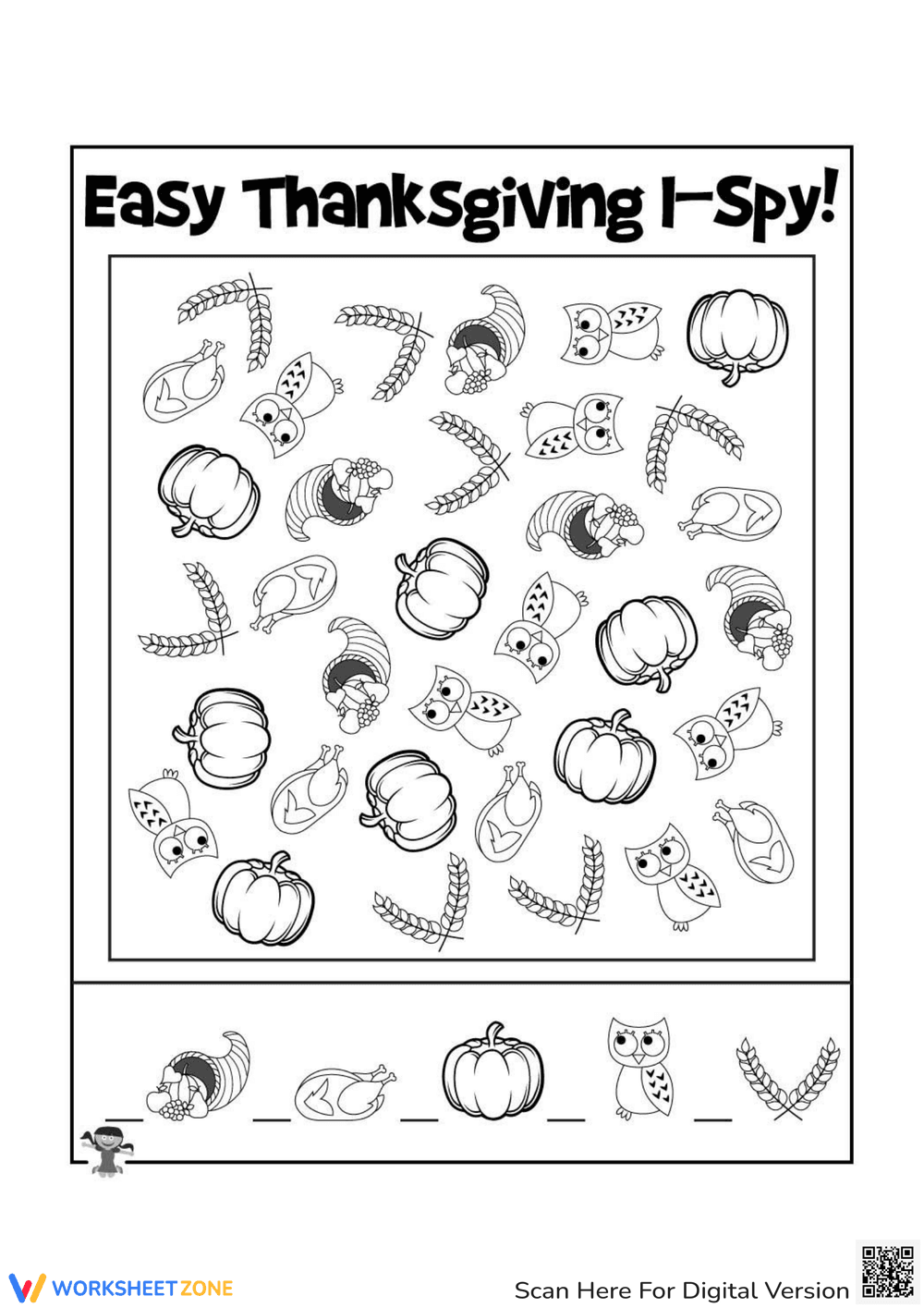 Easy Thanksgiving I Spy Game: A Fun Worksheet - Page 1