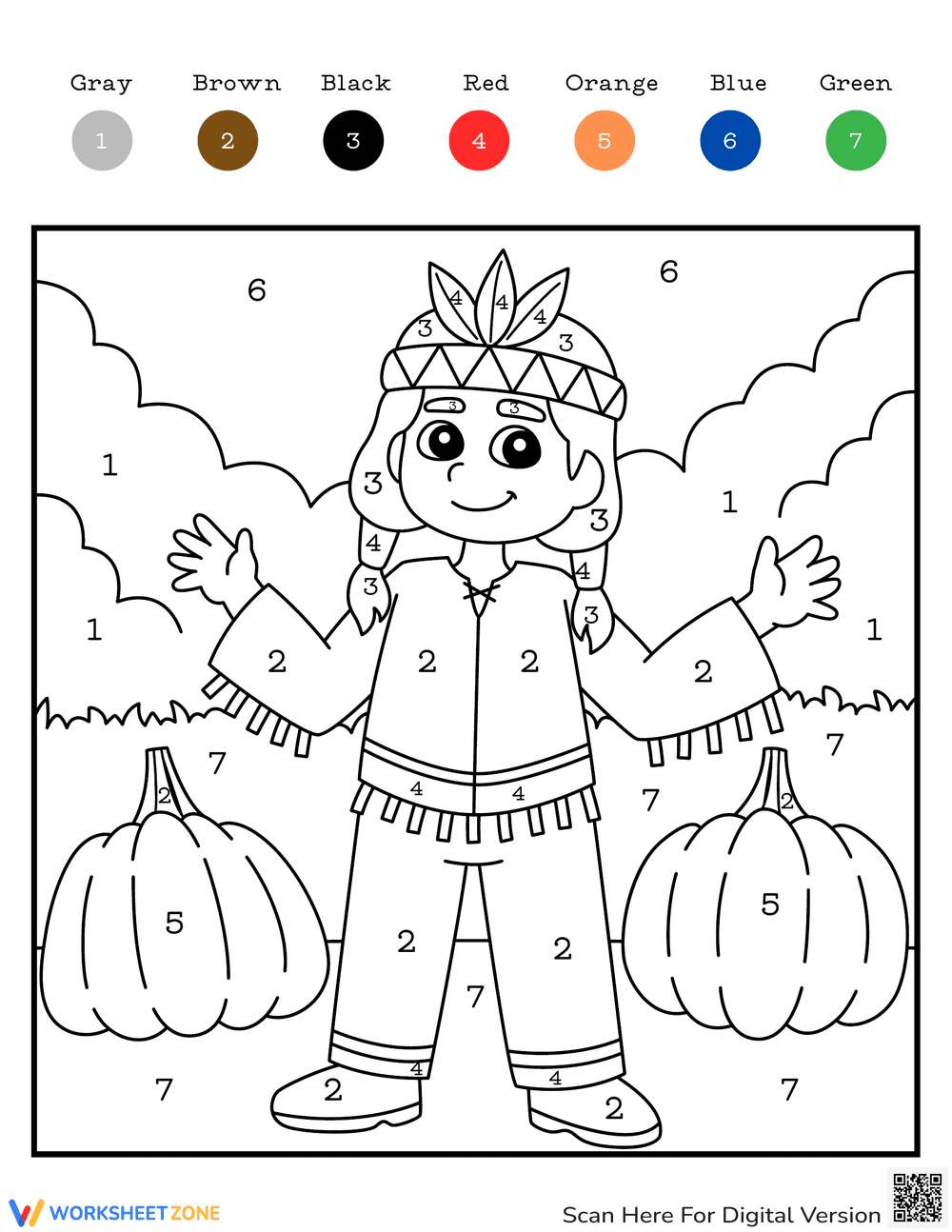 Thanksgiving Color by Number Printable - Page 1