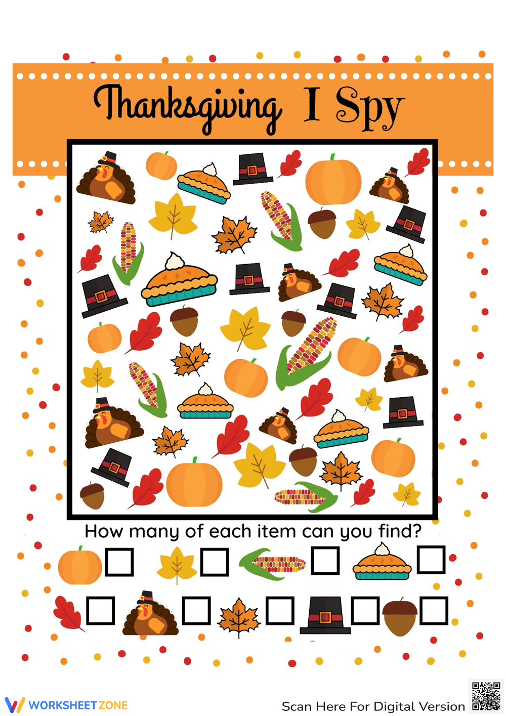 Enjoy Festive Thanksgiving I Spy Holiday Theme - Page 1