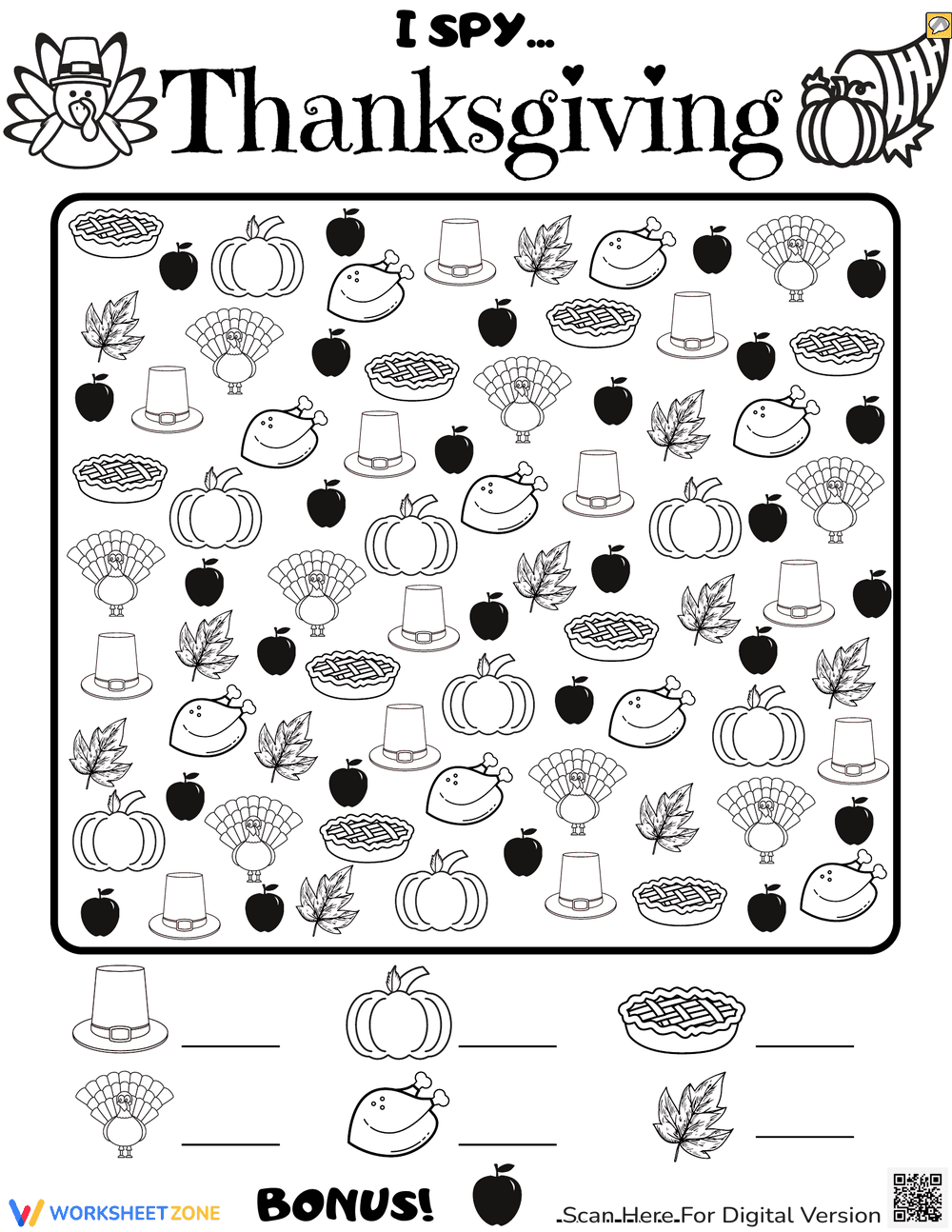 Fun Thanksgiving I Spy Activity - Page 1