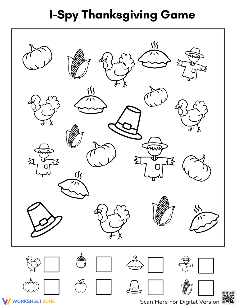 Simple Thanksgiving I Spy Game for Younger Kids - Page 1