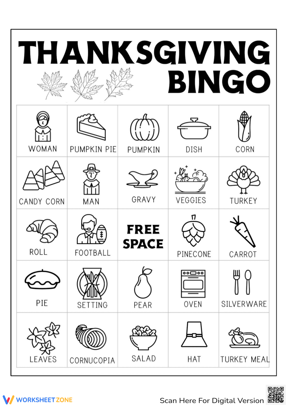 Fun Thanksgiving Bingo Card Activity - Page 1