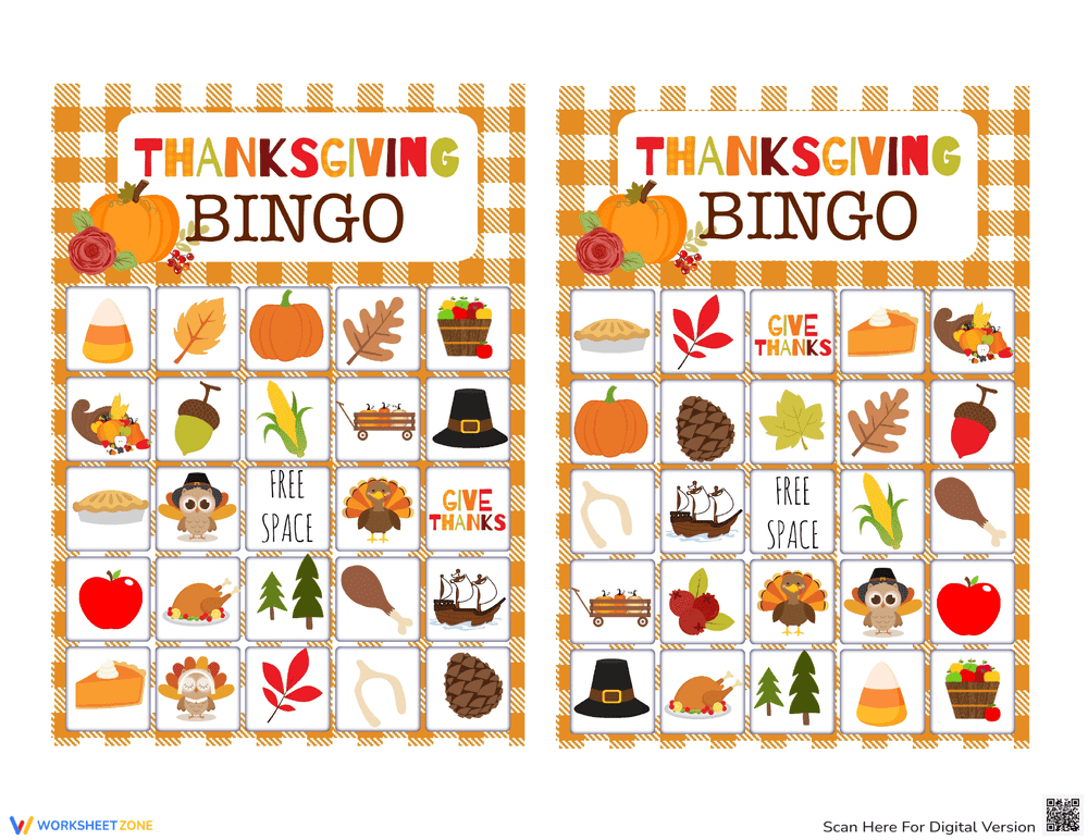 Festive Thanksgiving Bingo Game for Kids - Page 1