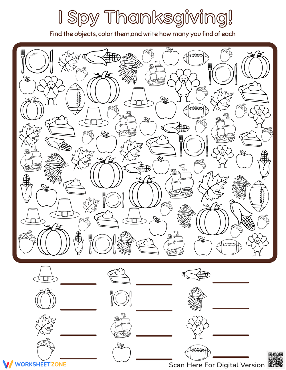 Printable Thanksgiving I Spy Activity - Page 1