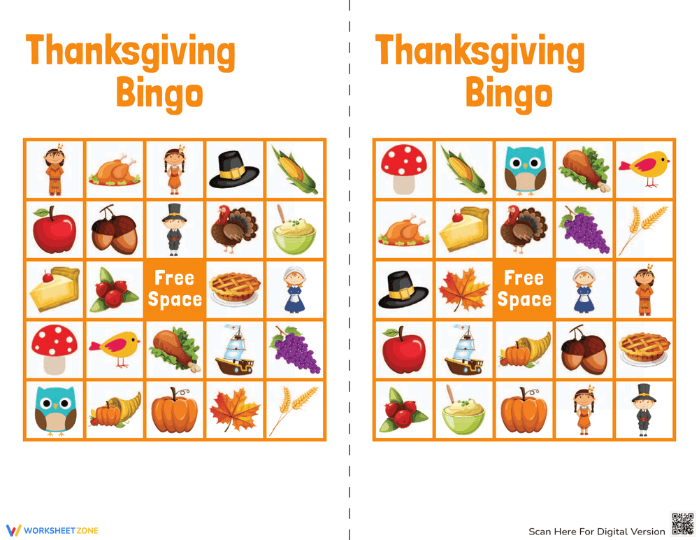 Enjoyable Thanksgiving Bingo Game Activity - Page 1