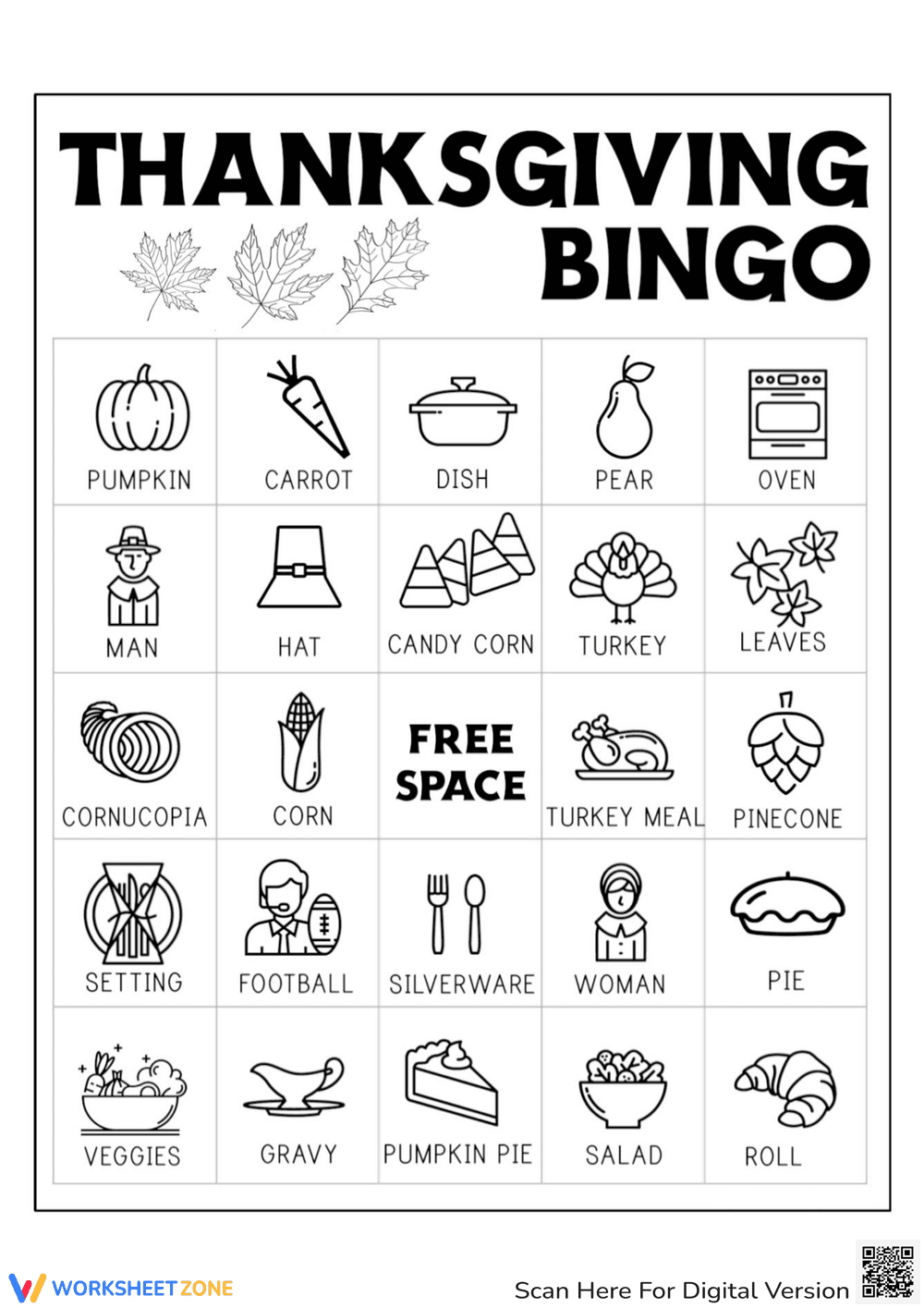 Thanksgiving Bingo Card for Fun - Page 1