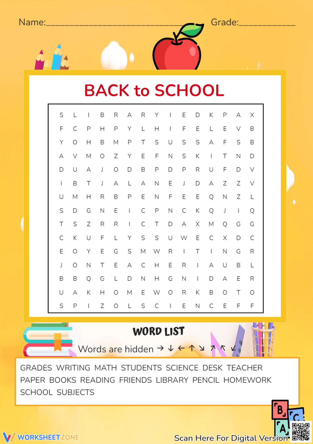 Back to School Word Search | Essential Grade 3-5 Ready - Page 1