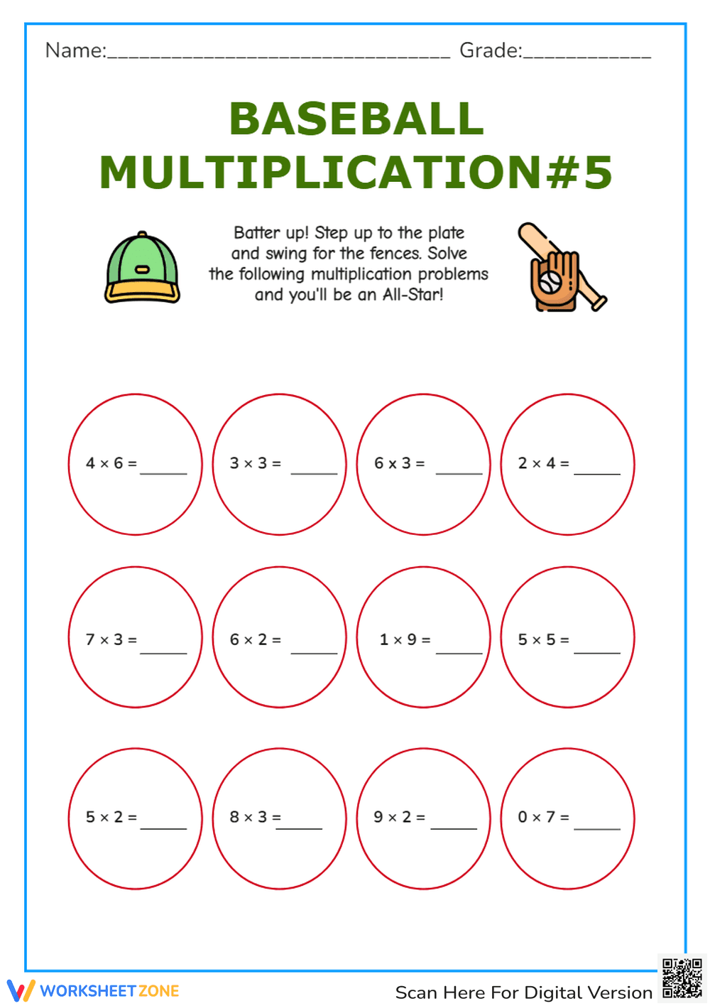 Baseball Multiplication #5 - Page 1