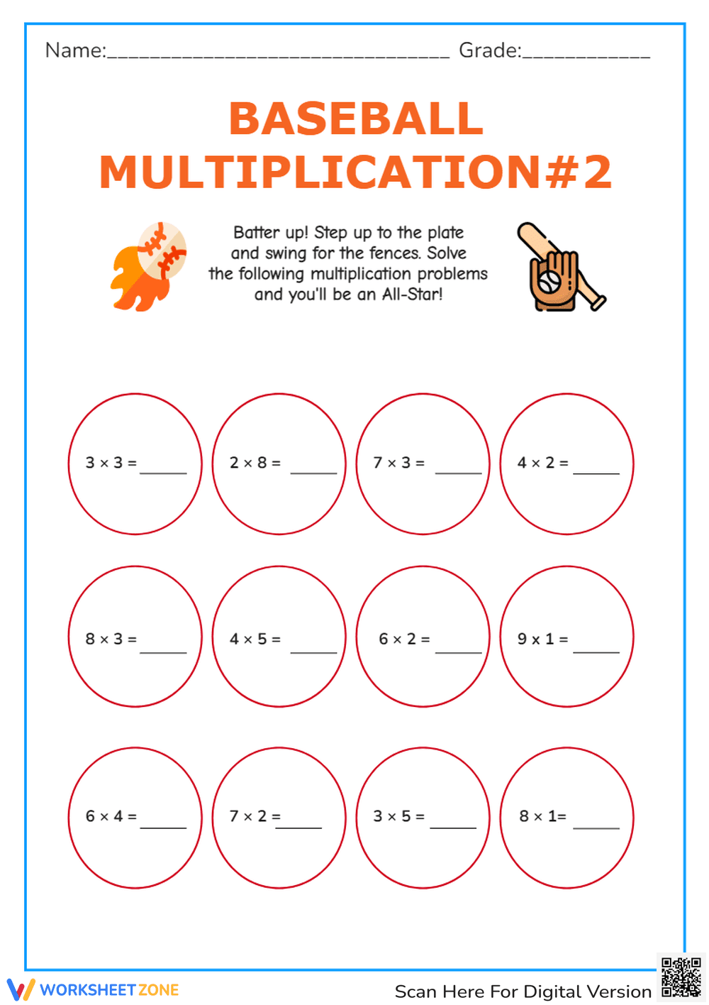 Baseball Multiplication #2 - Page 1