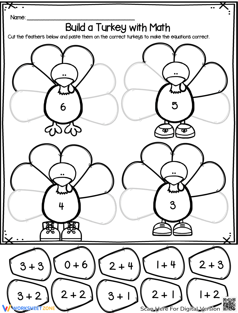 Turkey Addition Worksheet: Fun Math Practice - Page 1