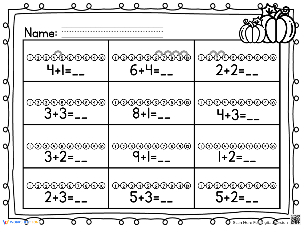 Thanksgiving Number Line Addition: Math Fun - Page 1