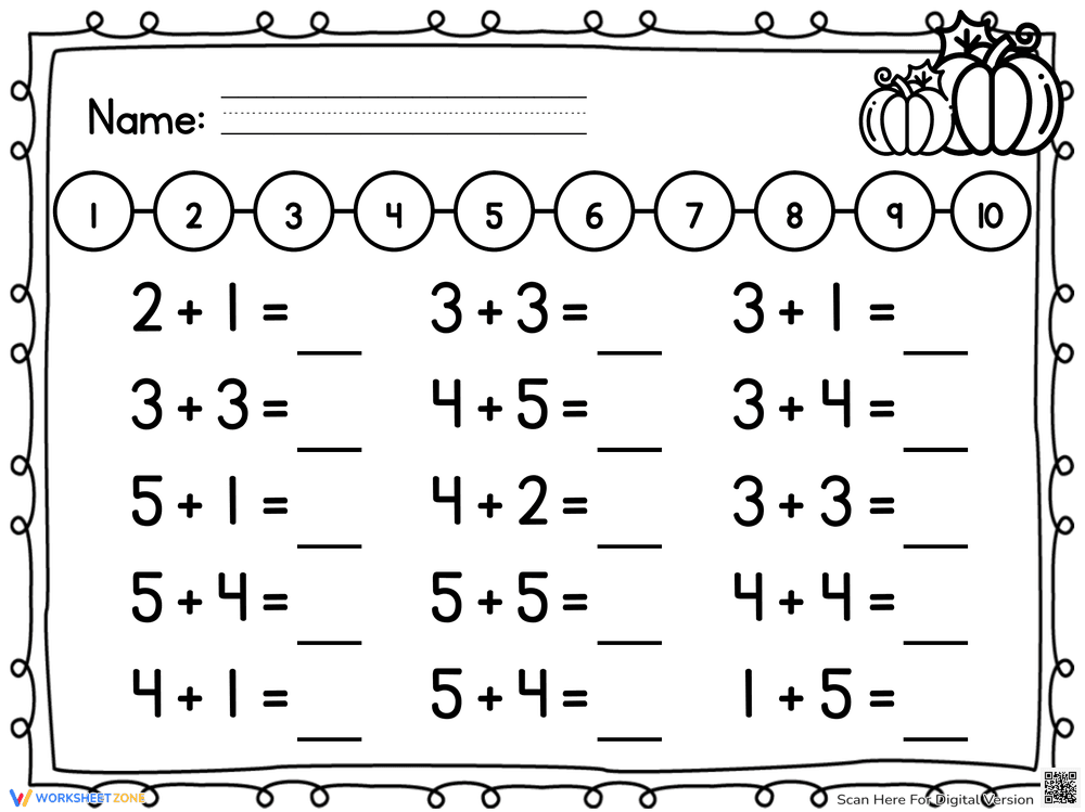 Thanksgiving Number Line Addition | Essential Grade 1 Math - Page 1