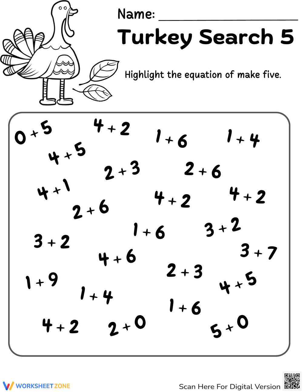 Thanksgiving Addition Turkey Search - Page 1
