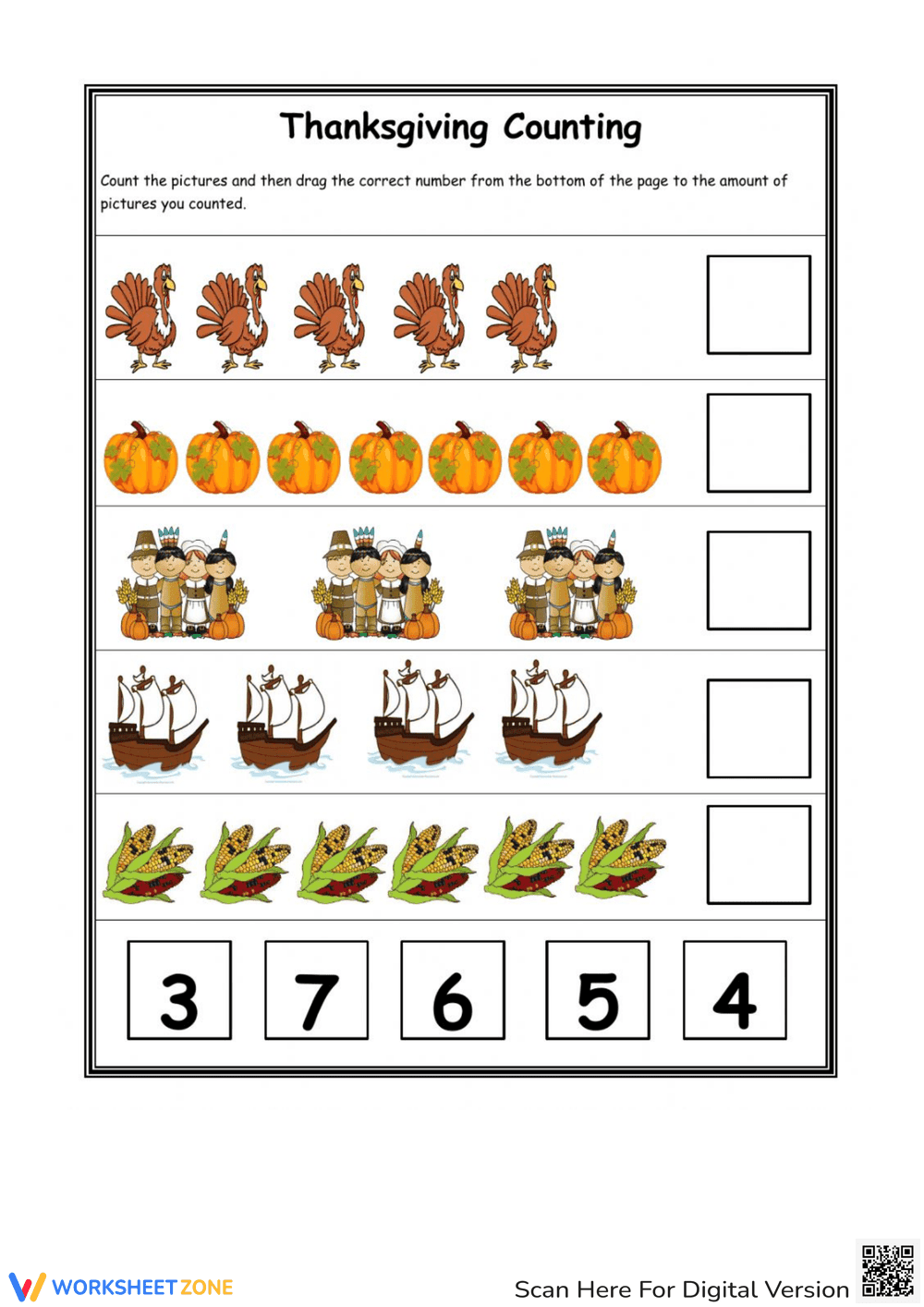 Thanksgiving Counting Practice - Page 1