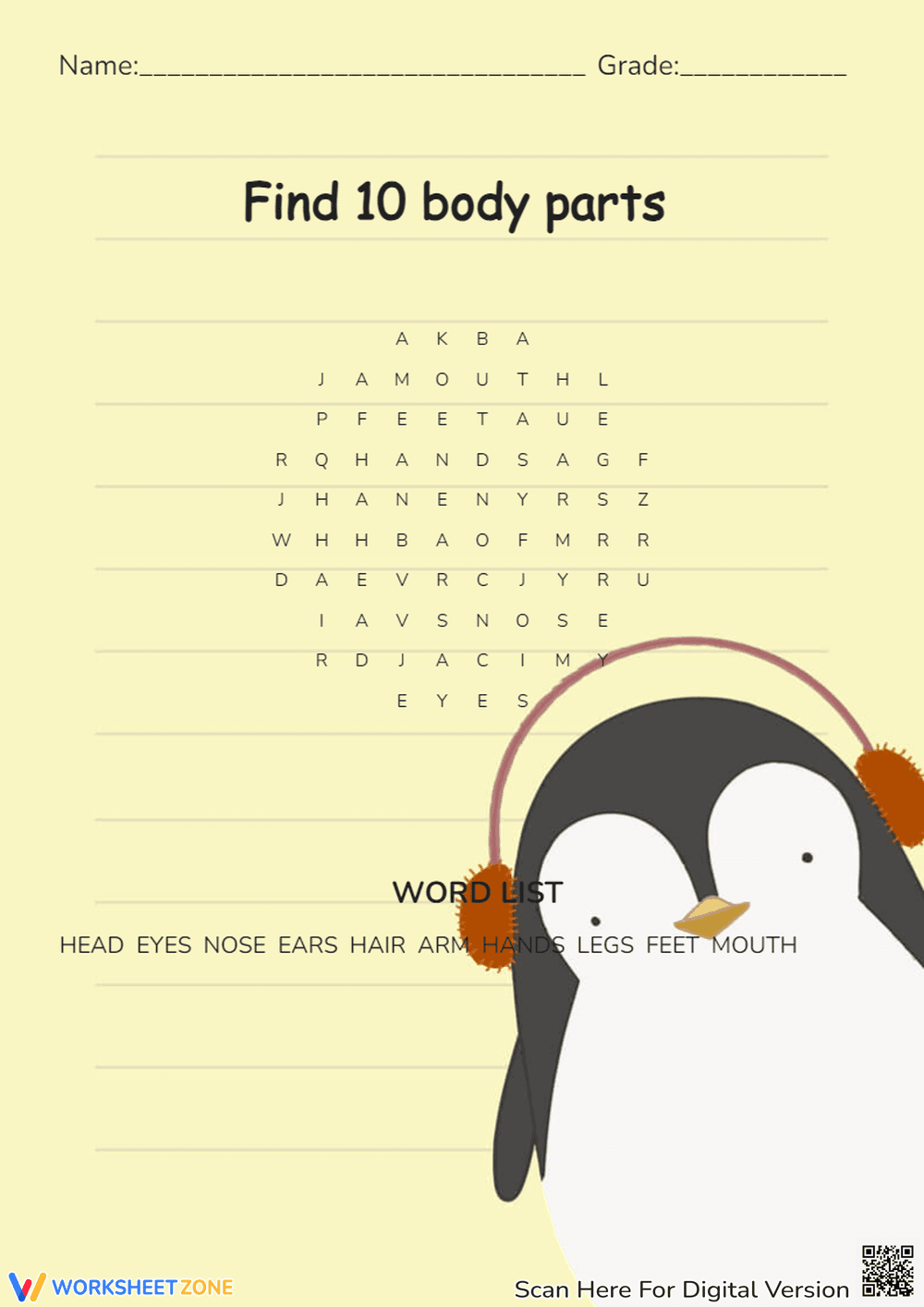 Body Parts Search and Identification Puzzle - Page 1