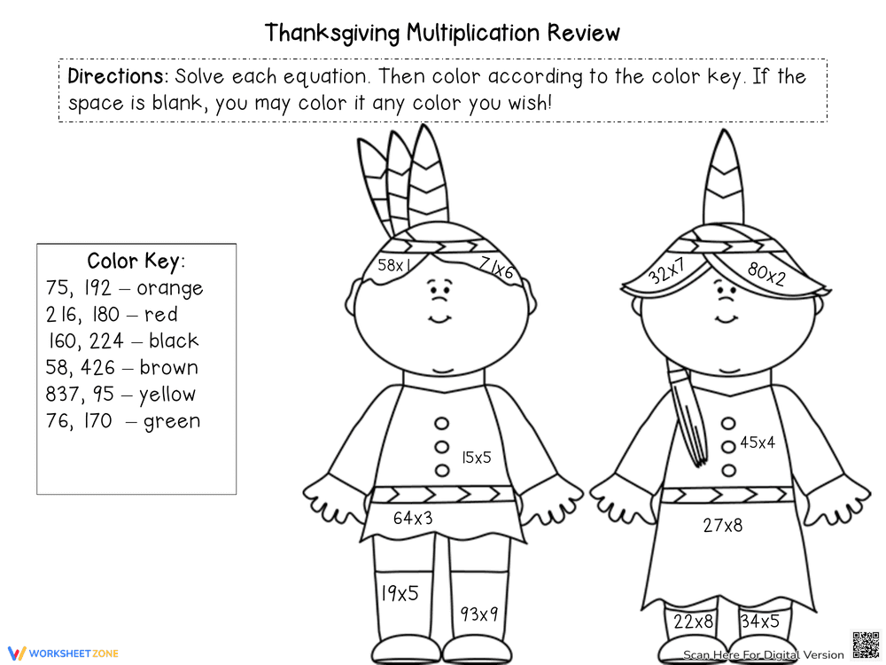 Thanksgiving Multiplication Review Festive Fun - Page 1