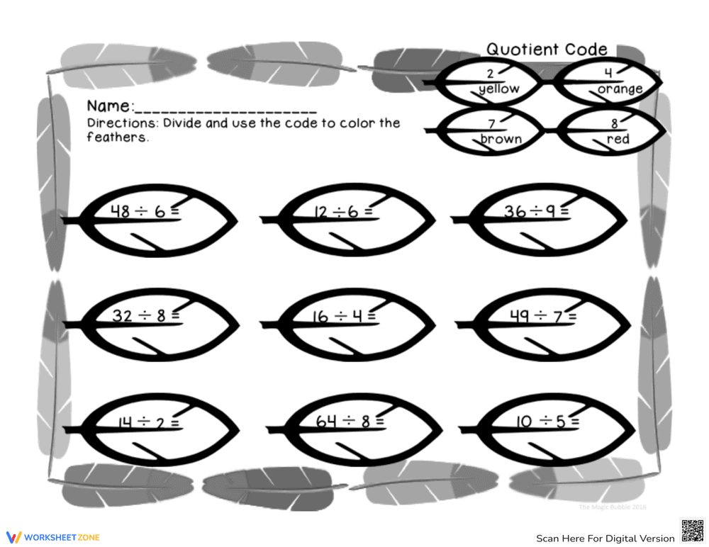 Thanksgiving Division Worksheet | Grade 3-5 Essential - Page 1
