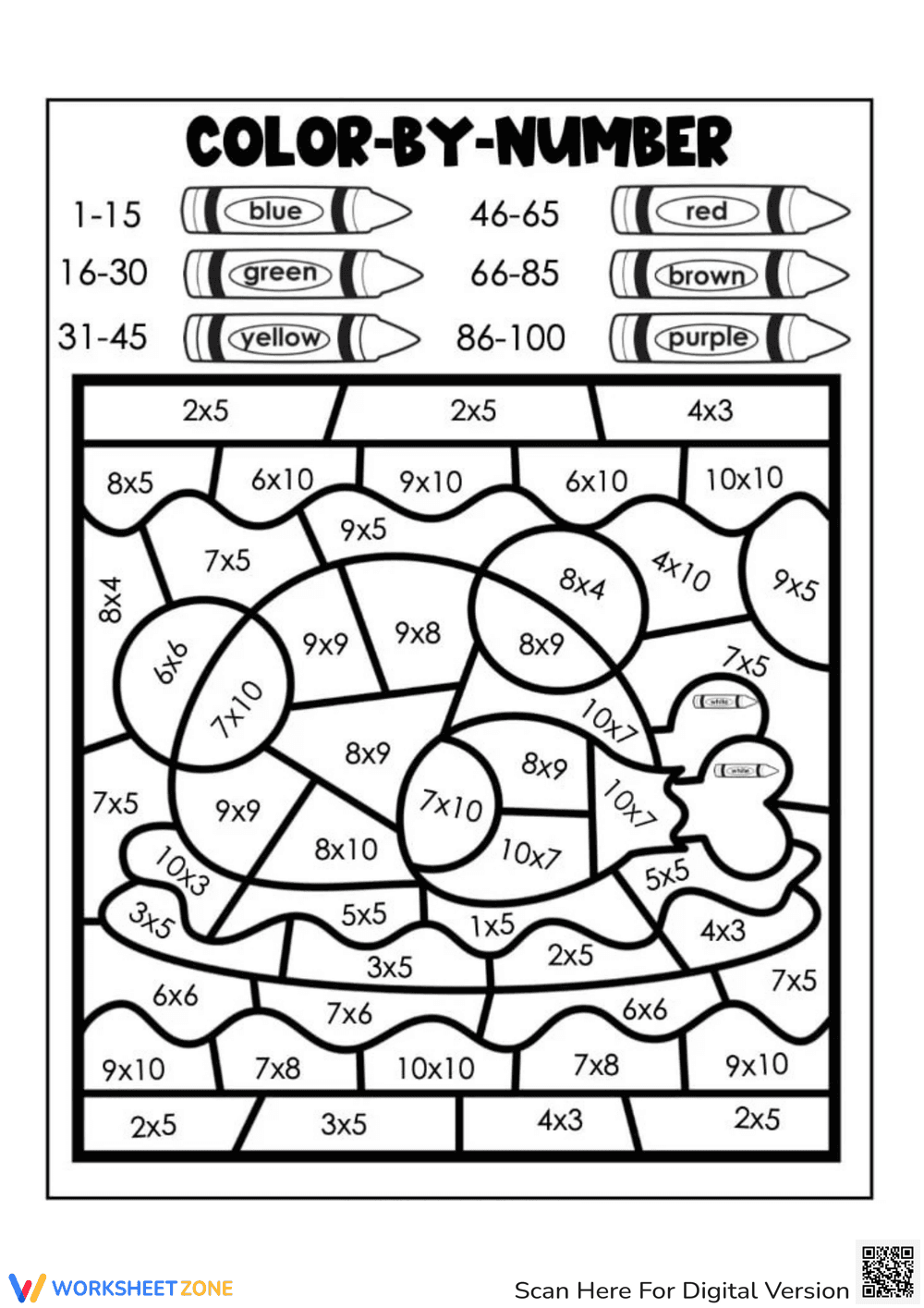 Thanksgiving Multiplication Color by Number Fun - Page 1