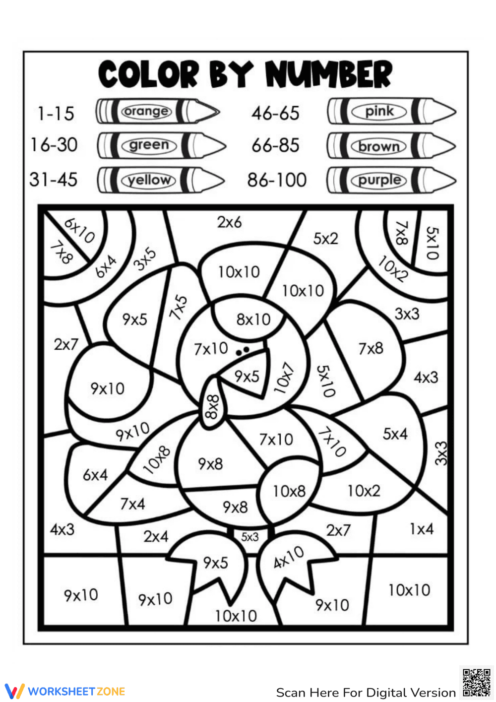 Thanksgiving Multiplication Color by Number - Page 1