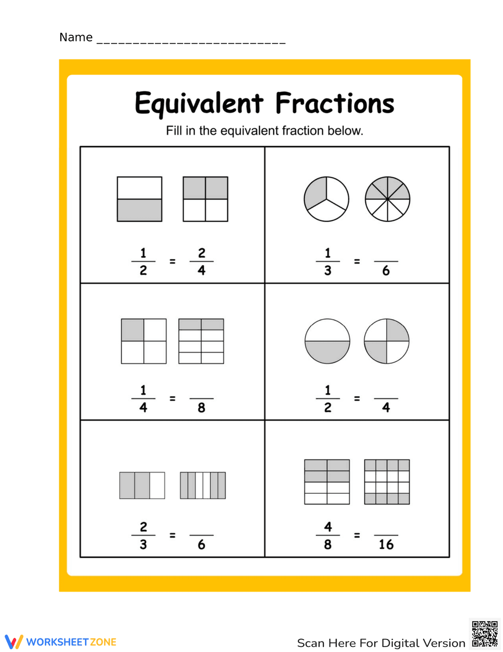 Practice Finding Equivalent Fractions - Page 1